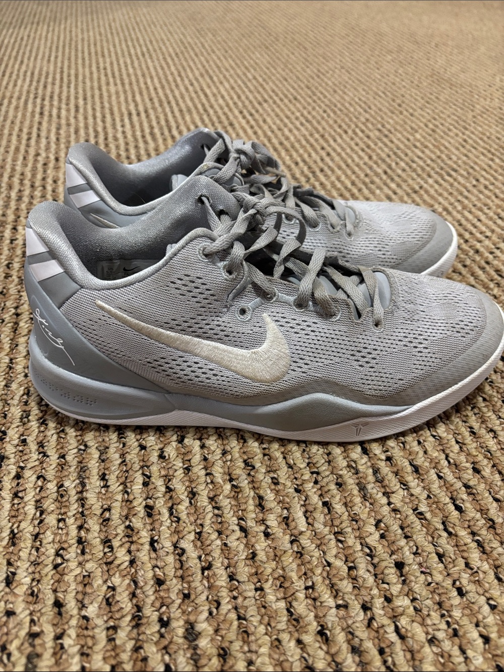 Nike kids Light Gray Athletic Sneakers with White Swoosh